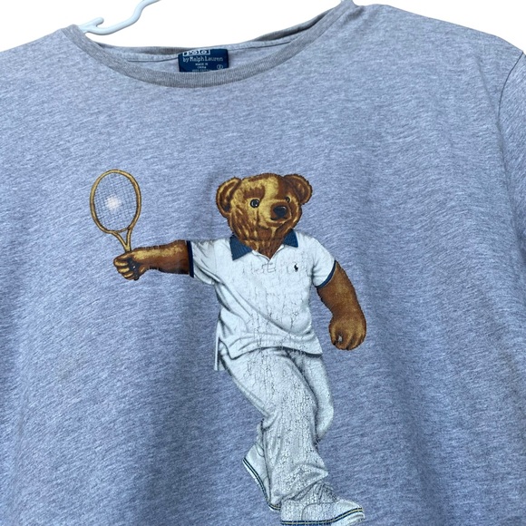 Polo Bear by Ralph Lauren Vintage Tennis 90s Graphic Tee Shirt Men’s S Designer - Picture 4 of 6